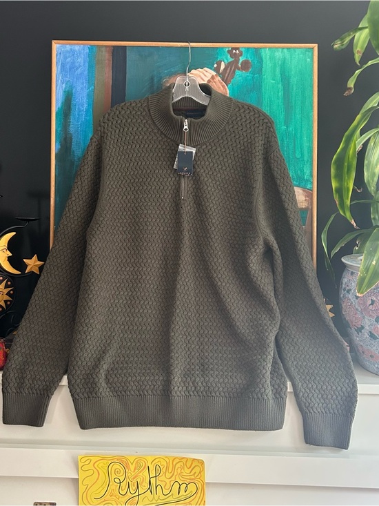 Denver Hayes Other - Denver Hayes Olive Green Textured Quarter Zip Sweater XL